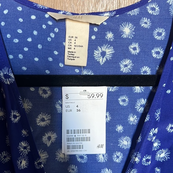 H&M Dresses Nwt Hm Royal Blue Floral Print Wrap Maxi Dress Poshmark